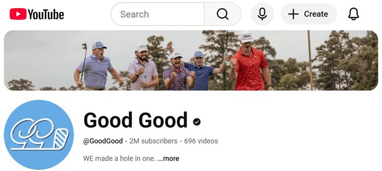 Good Good Golf Youtube Page - Sunflower Bank Client Success