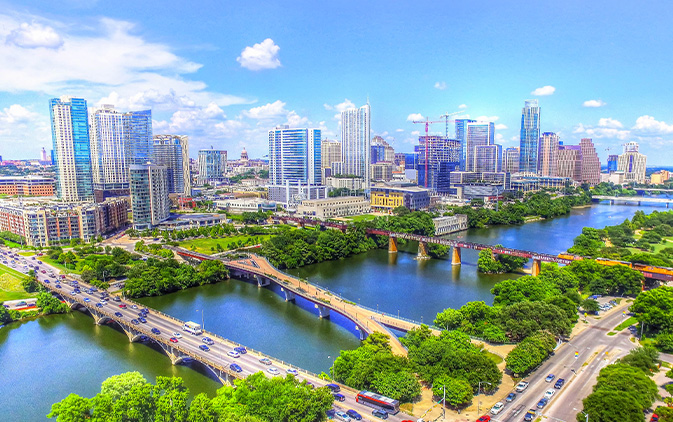 Austin, TX skyline on beautiful day