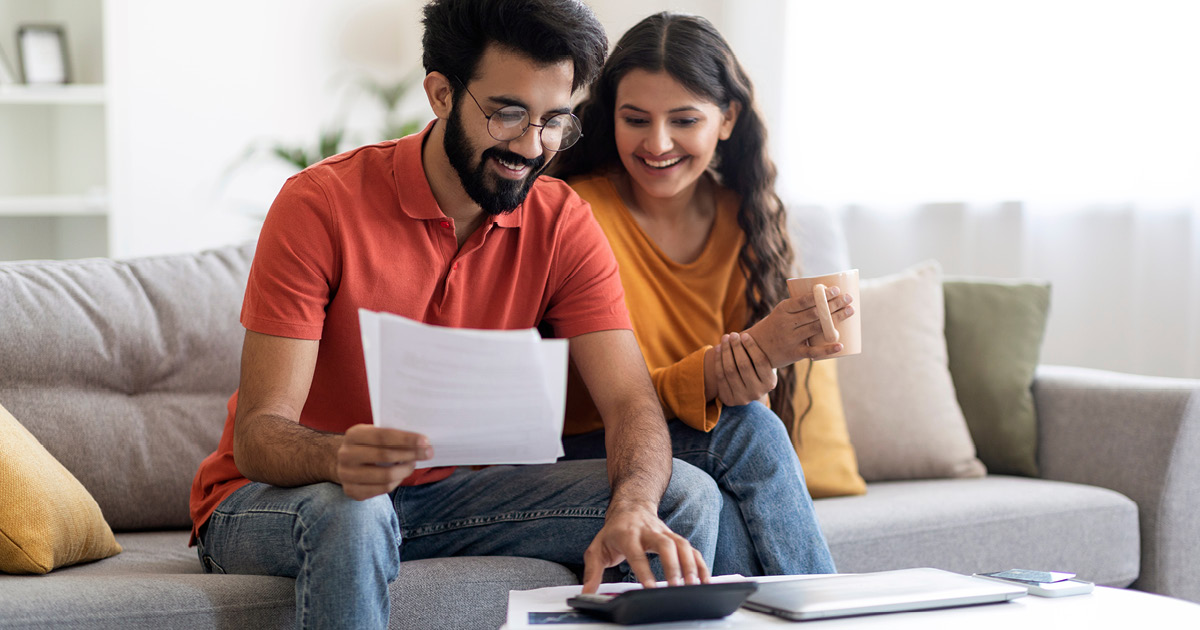 couple looking at papers