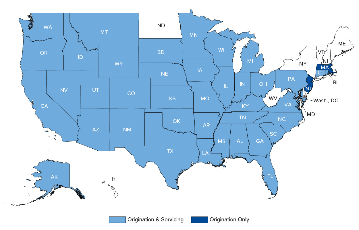 mortgage origination map of united states