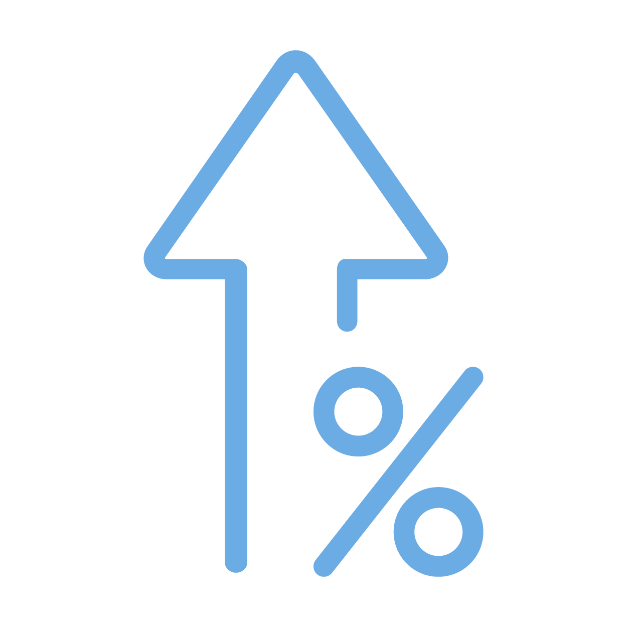 Arrow with percentage icon point up
