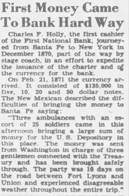 Newspaper clipping from Santa Fe New Mexican