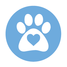 pet insurance icon - pawprint with heart in blue circle