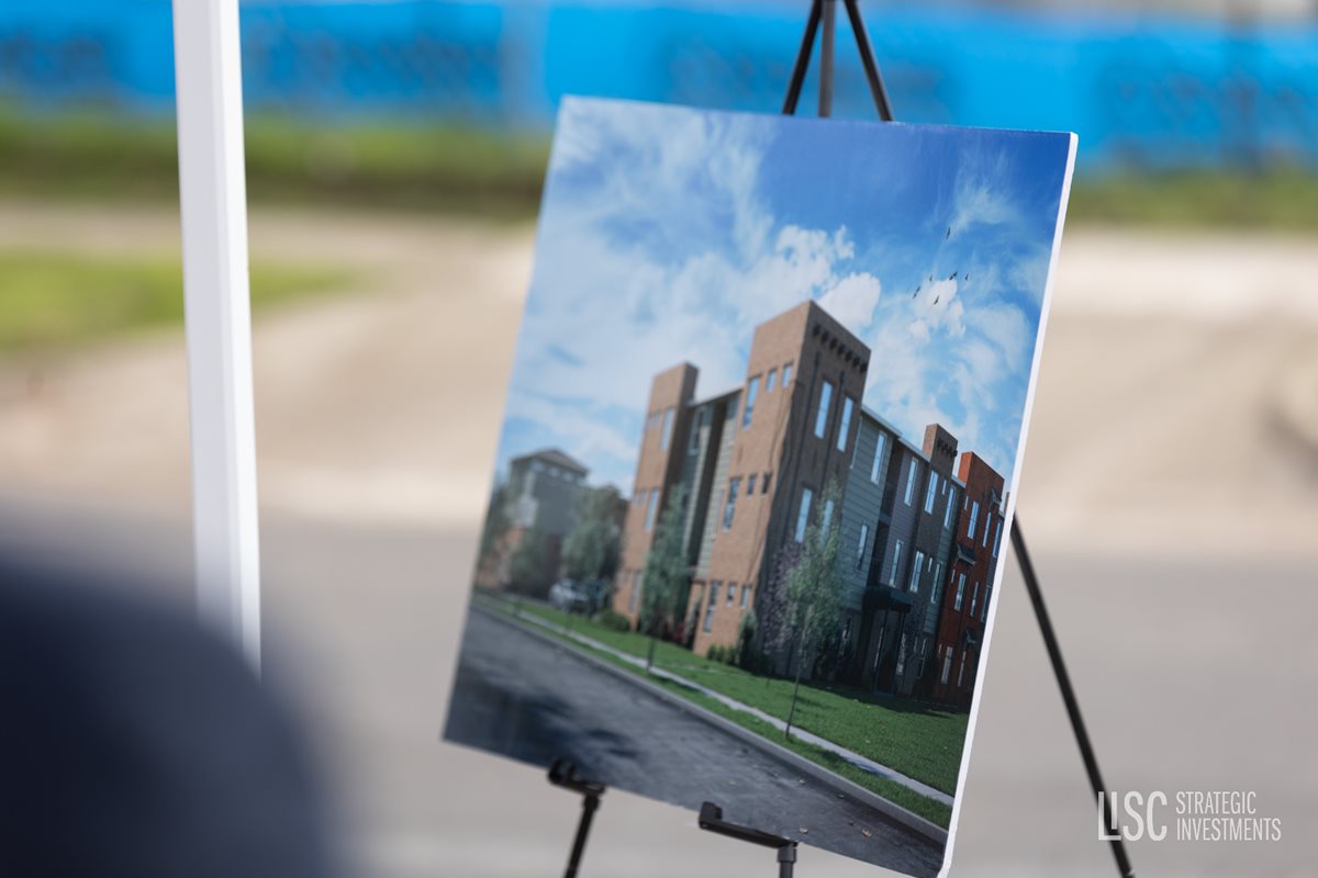 Canvas of photo of building on easel