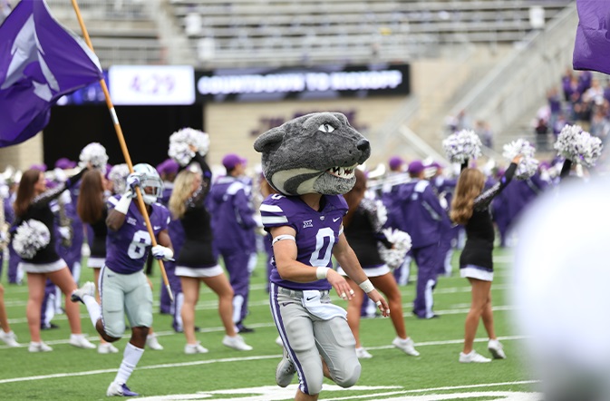 KSU mascot running on to football field