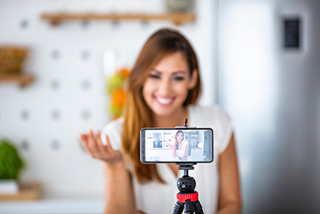 woman creating social media video