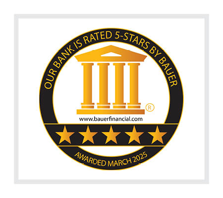 Bauer Financial 5 Star Rated Bank Award for March 2025
