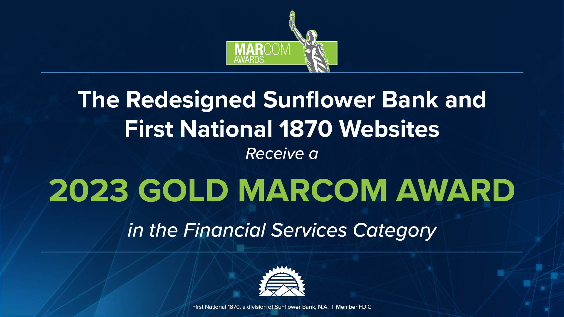 The Redesigned Sunflower Bank and First National 1870 Websites receive a 2023 Gold Marcom Award
